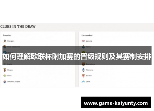 如何理解欧联杯附加赛的晋级规则及其赛制安排